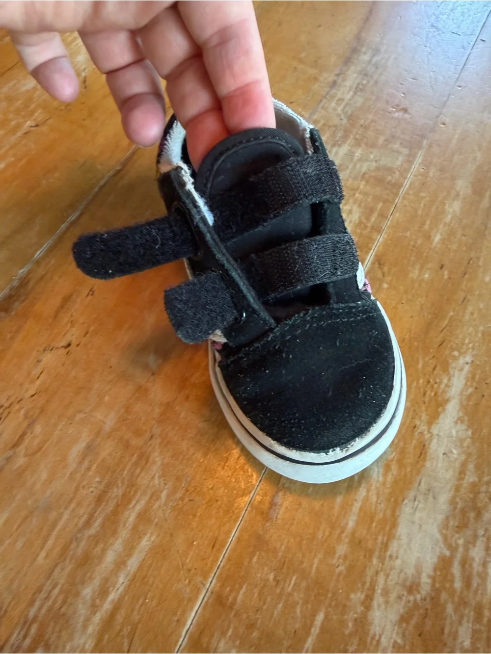Vans Kids Black Floral Velcro Skate Shoes